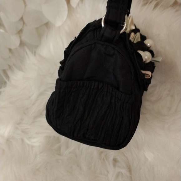 Darling Cat Ears BLACK Handbag Ruffles Summer Purse or Cosmetic Zipper Bag - Picture 6 of 16